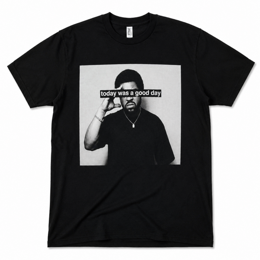 Ice Cube Today Was a Good Day portrait graphic T-shirt black and white design unisex sizes S–3XL