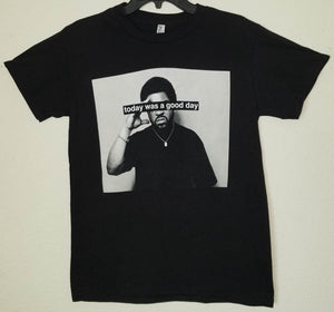 Ice Cube - Today Was A Good Day Unisex Hip-Hop/Rap Silkscreen T-Shirt in black, featuring bold graphic design, available in sizes Small-3XL.