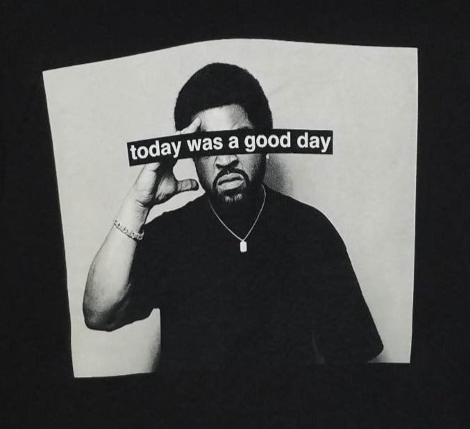 Ice Cube - Today Was A Good Day Unisex Hip-Hop/Rap Silkscreen T-Shirt in black, featuring bold graphic design, available in sizes Small-3XL.