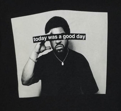 Ice Cube - Today Was A Good Day Unisex Hip-Hop/Rap Silkscreen T-Shirt in black, featuring bold graphic design, available in sizes Small-3XL.