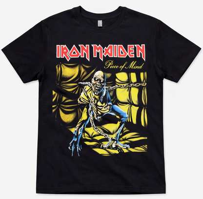 Iron Maiden Piece of Mind Eddie unisex black graphic band t-shirt heavy metal album art S-3XL