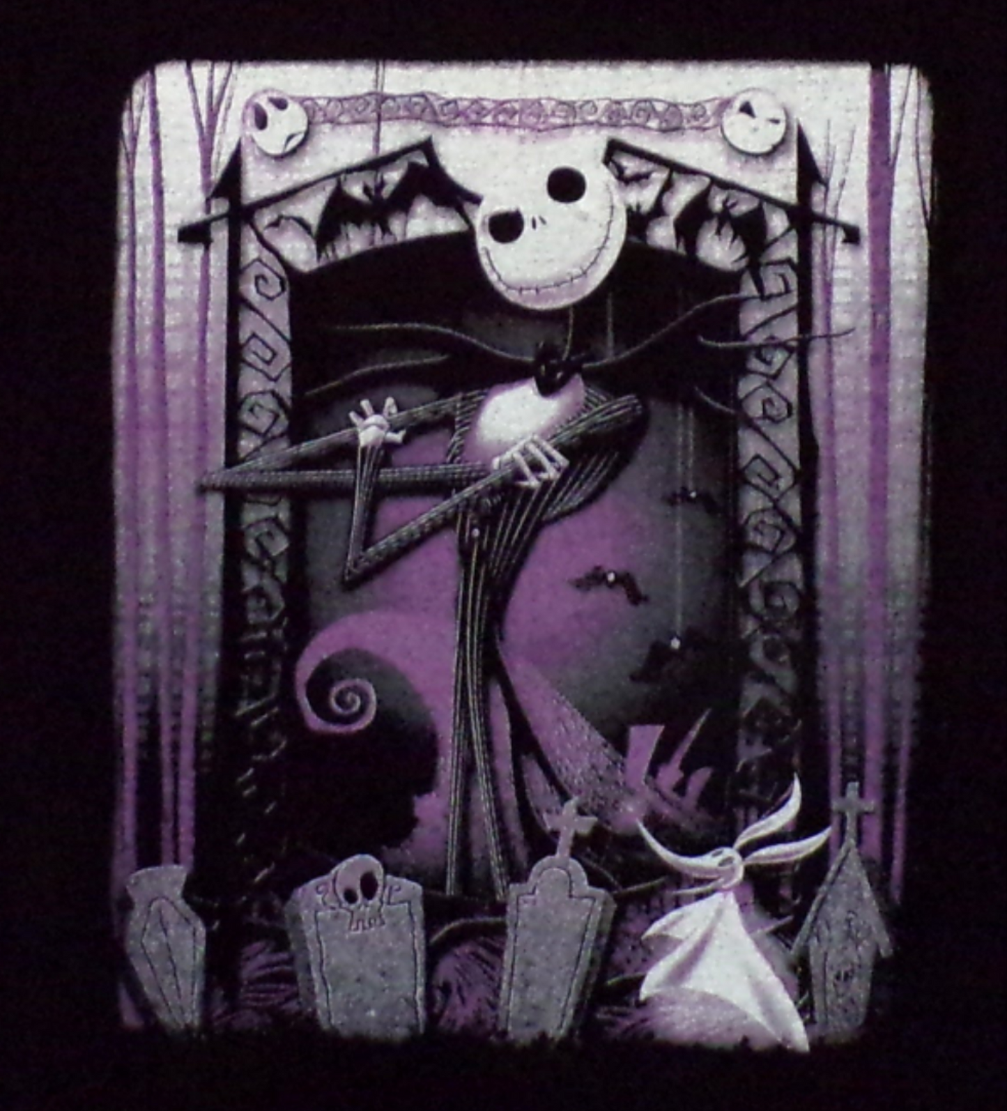 Jack Skellington Youth Unisex Silkscreen T-Shirt – XS–XL, black cotton shirt with Halloween-themed Jack Skellington graphic.