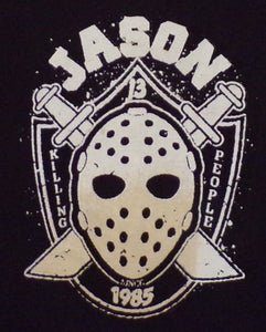 Unisex youth T-shirt featuring Jason Voorhees-inspired design. Perfect for young horror fans. Available in sizes XS-XL youth from JB Accessories05