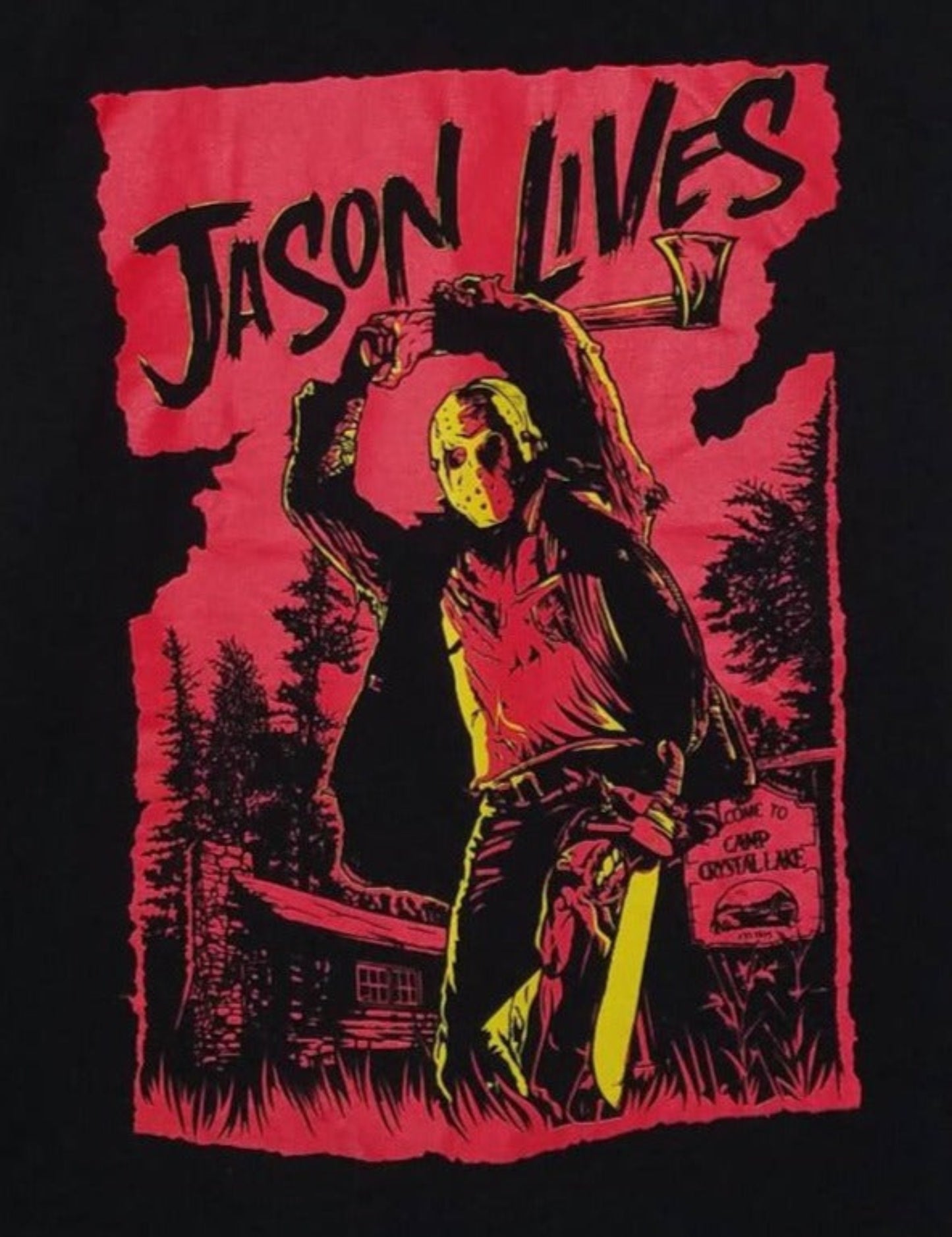 jason lives adult horror silkscreen t-shirt available from small-3xl unisex movie jason voorhees horror camp crystal lake apparel adult shirts tops