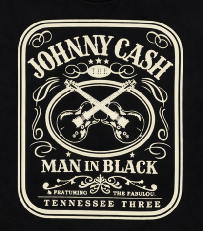 Johnny Cash Man in Black crossed guitars t-shirt black unisex country music tee S-3XL