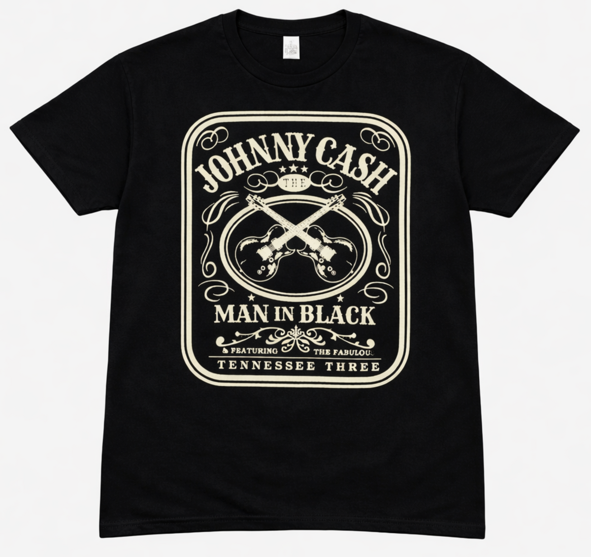 Johnny Cash Man in Black crossed guitars t-shirt black unisex country music tee S-3XL