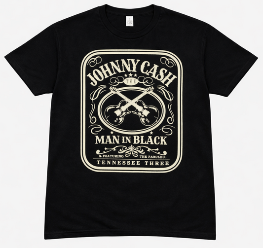 Johnny Cash Man in Black crossed guitars t-shirt black unisex country music tee S-3XL