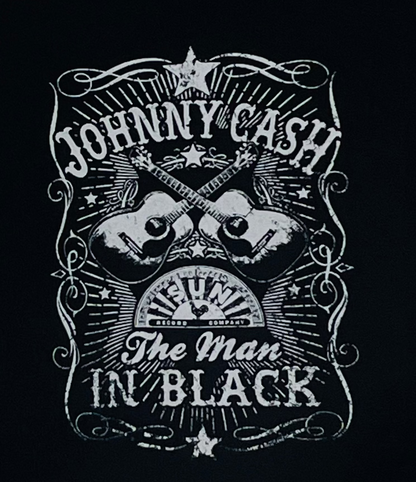 ’Johnny Cash Man in Black’ Double Guitar Band Youth Silkscreen T-Shirt – Available in XS-XL. - Youth Regular Shirt.
