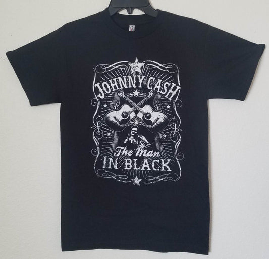 Johnny Cash Man in Black vintage guitars t-shirt black unisex country music tee S-2XL