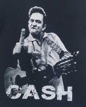 Load image into Gallery viewer, Johnny Cash San Quentin 1969 Middle Finger T-Shirt – Iconic Concert Image
