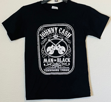 Load image into Gallery viewer, Johnny Cash &quot;The Tennessee Three&quot; Double Guitar Band Youth T-Shirt featuring a bold graphic of Johnny Cash and his guitars. Available in sizes XS-XL youth from JB Accessories05
