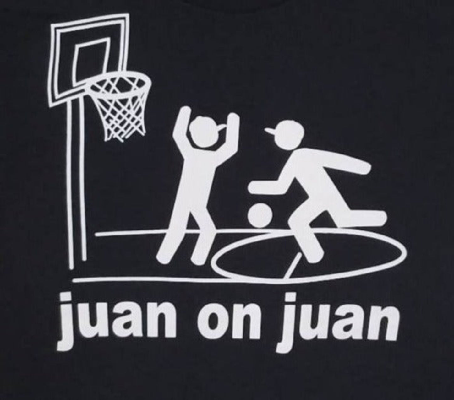 Juan on Juan basketball funny T-shirt featuring two players one-on-one graphic unisex apparel sizes S–2XL