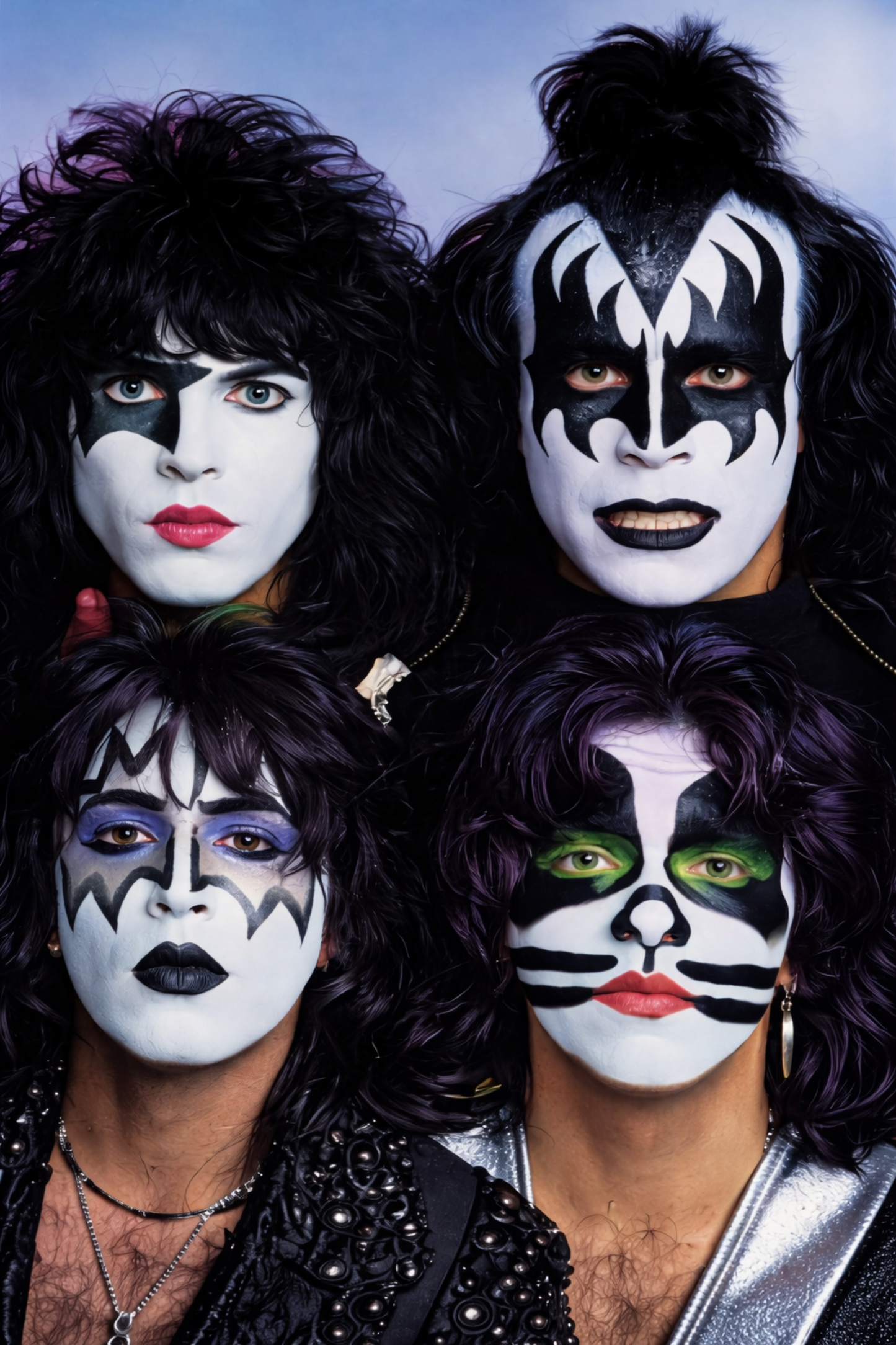 KISS original lineup publicity portrait from 1974–1975 used in 3-in-1 lenticular poster design