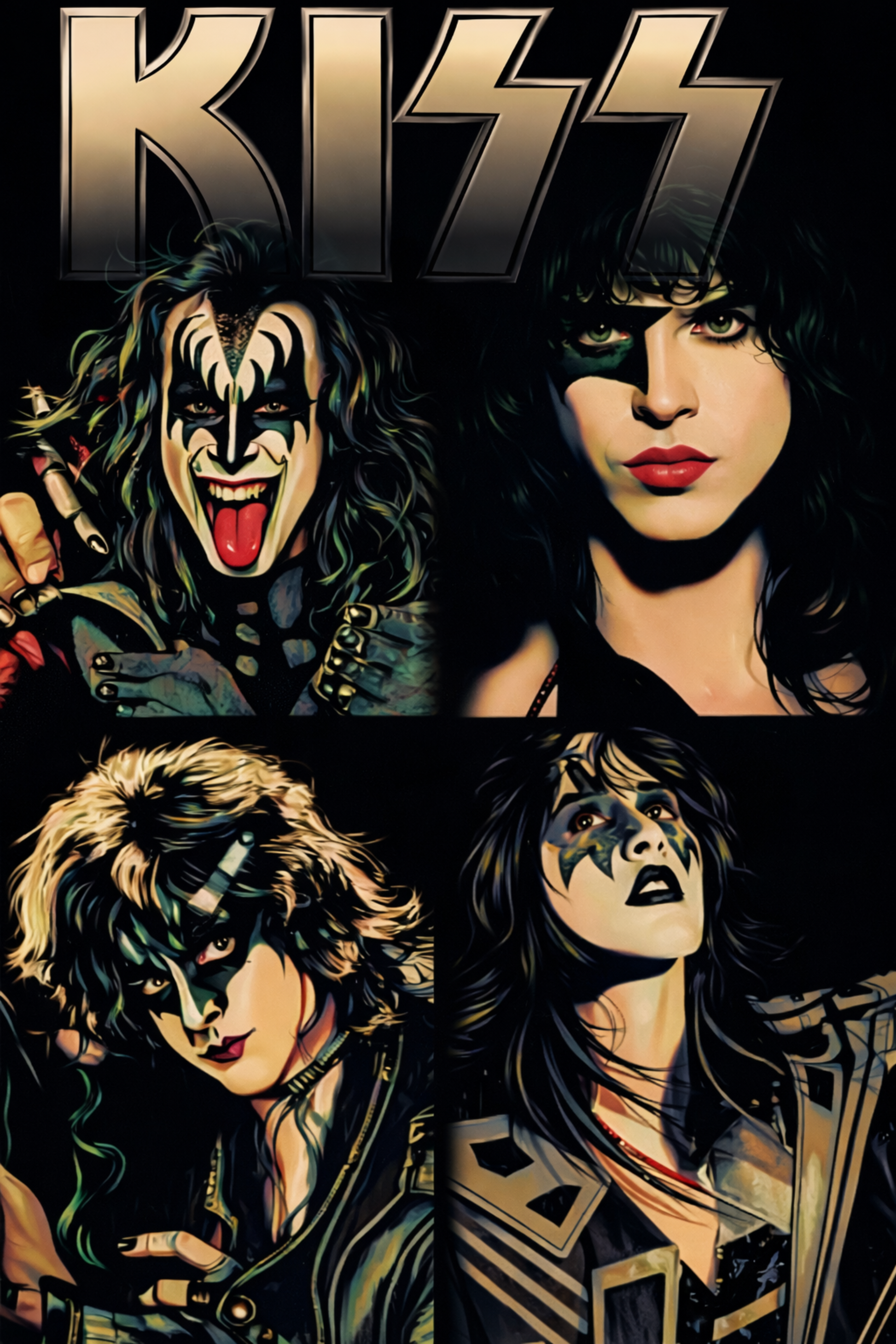 KISS 1978 solo album persona portraits featuring The Starchild, The Demon, The Spaceman, and The Catman