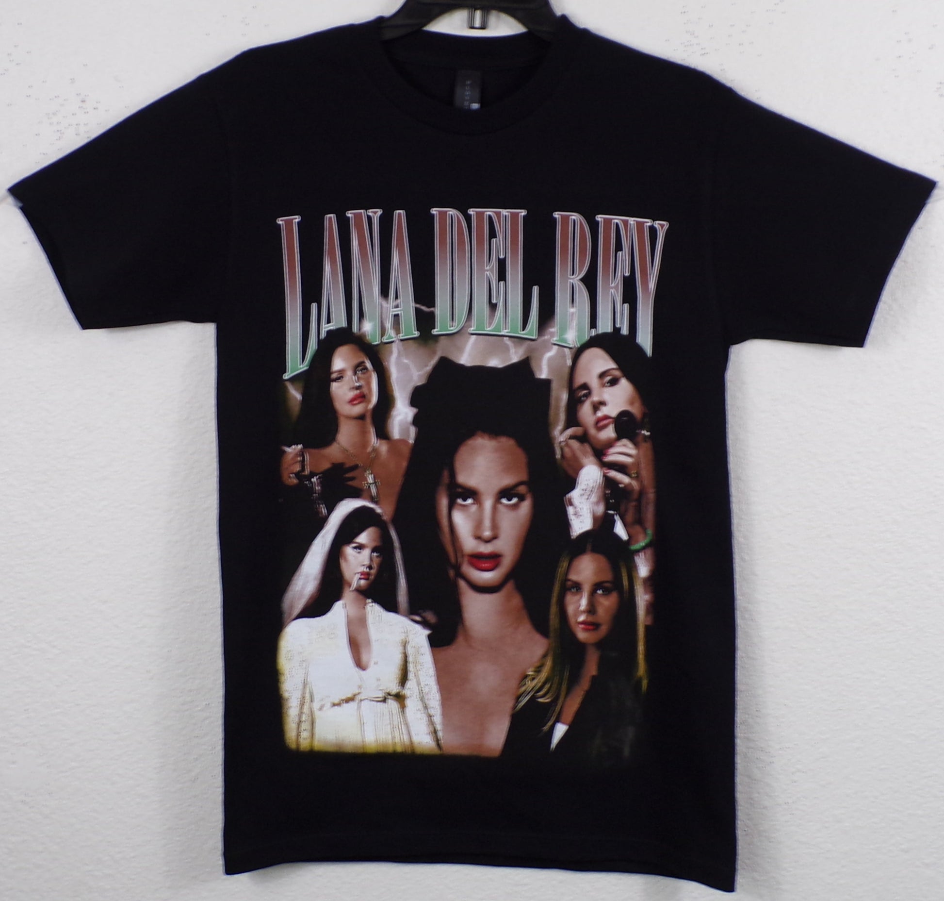 Lana Del Rey Collage Unisex Indie Pop Silkscreen T-Shirt featuring vibrant artistic design. Small-3XL