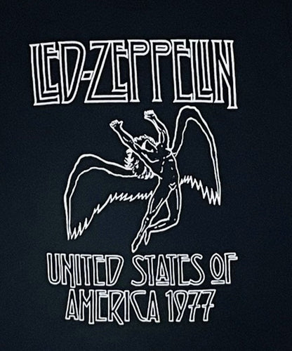 "Led Zeppelin USA 1977 Youth T-Shirt – Classic rock band shirt. Available in sizes XS-XL.
