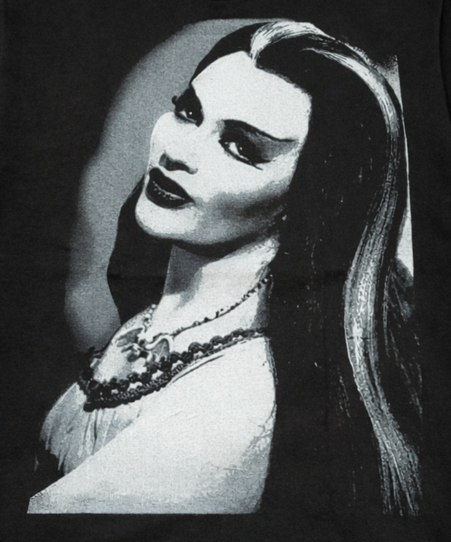 Lily Munster black and white portrait unisex horror t-shirt gothic The Munsters design sizes S-3XL