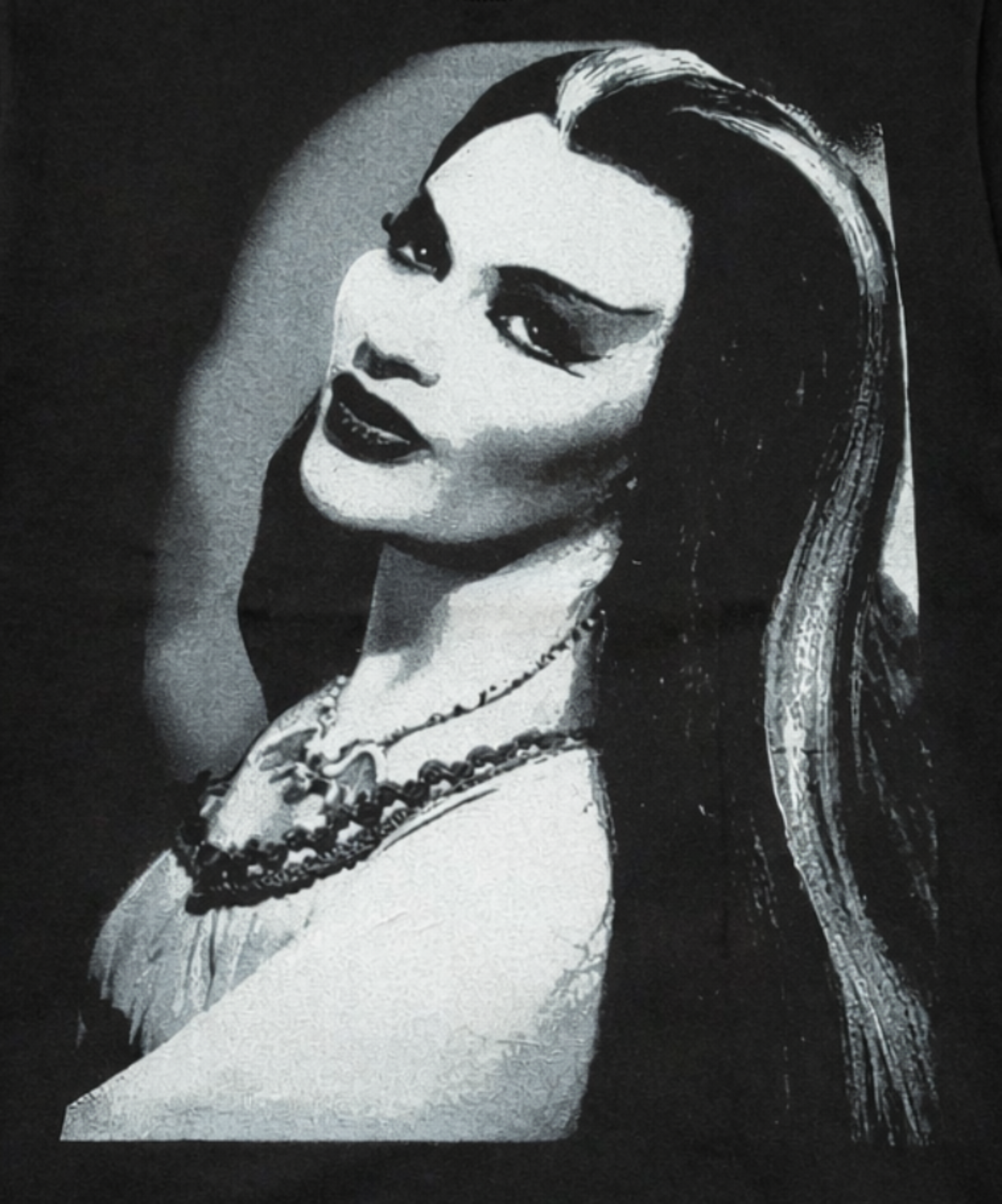 Lily Munster black and white portrait unisex horror t-shirt gothic The Munsters design sizes S-3XL