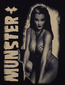 New ’Lily Munster Posing’ Adult Silkscreen T-Shirt. Available In Small-3XL. - Unisex Short Sleeve Shirt