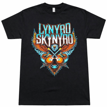 Lynyrd Skynyrd crossed guitars eagle unisex black graphic T-shirt southern rock band apparel sizes S-3XL