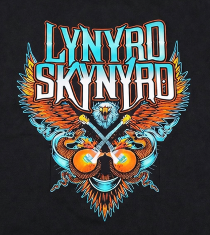 Lynyrd Skynyrd crossed guitars eagle unisex black graphic T-shirt southern rock band apparel sizes S-3XL