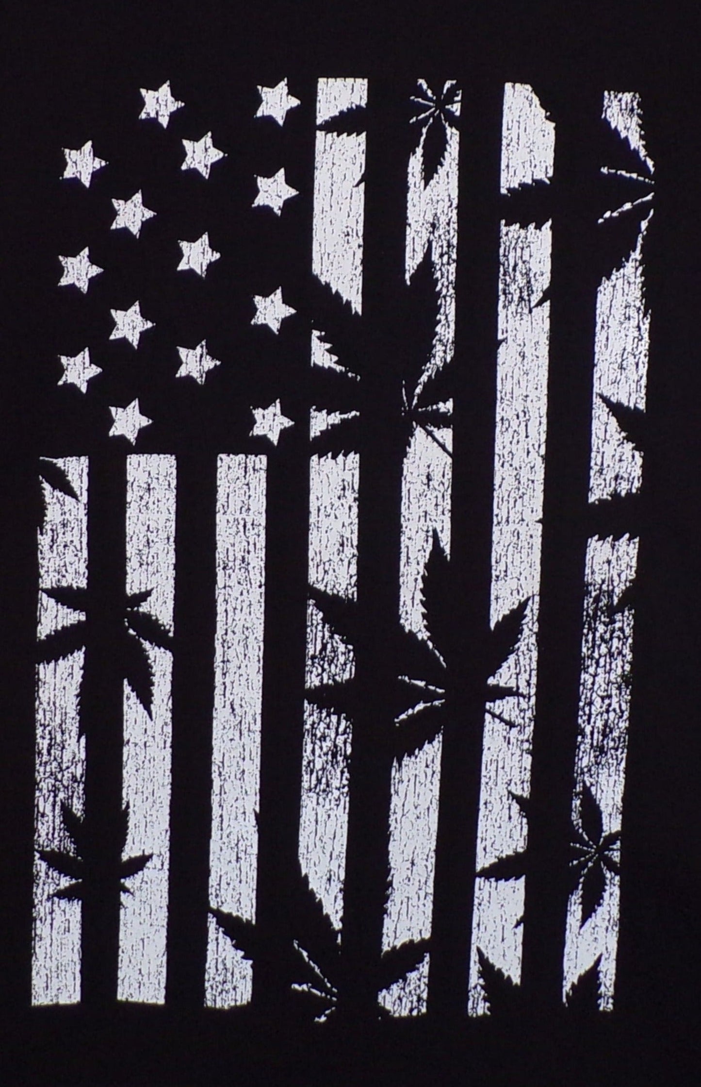 Black and White Flag T-Shirt with Marijuana Leaf Stripes – Unisex Adult Tee