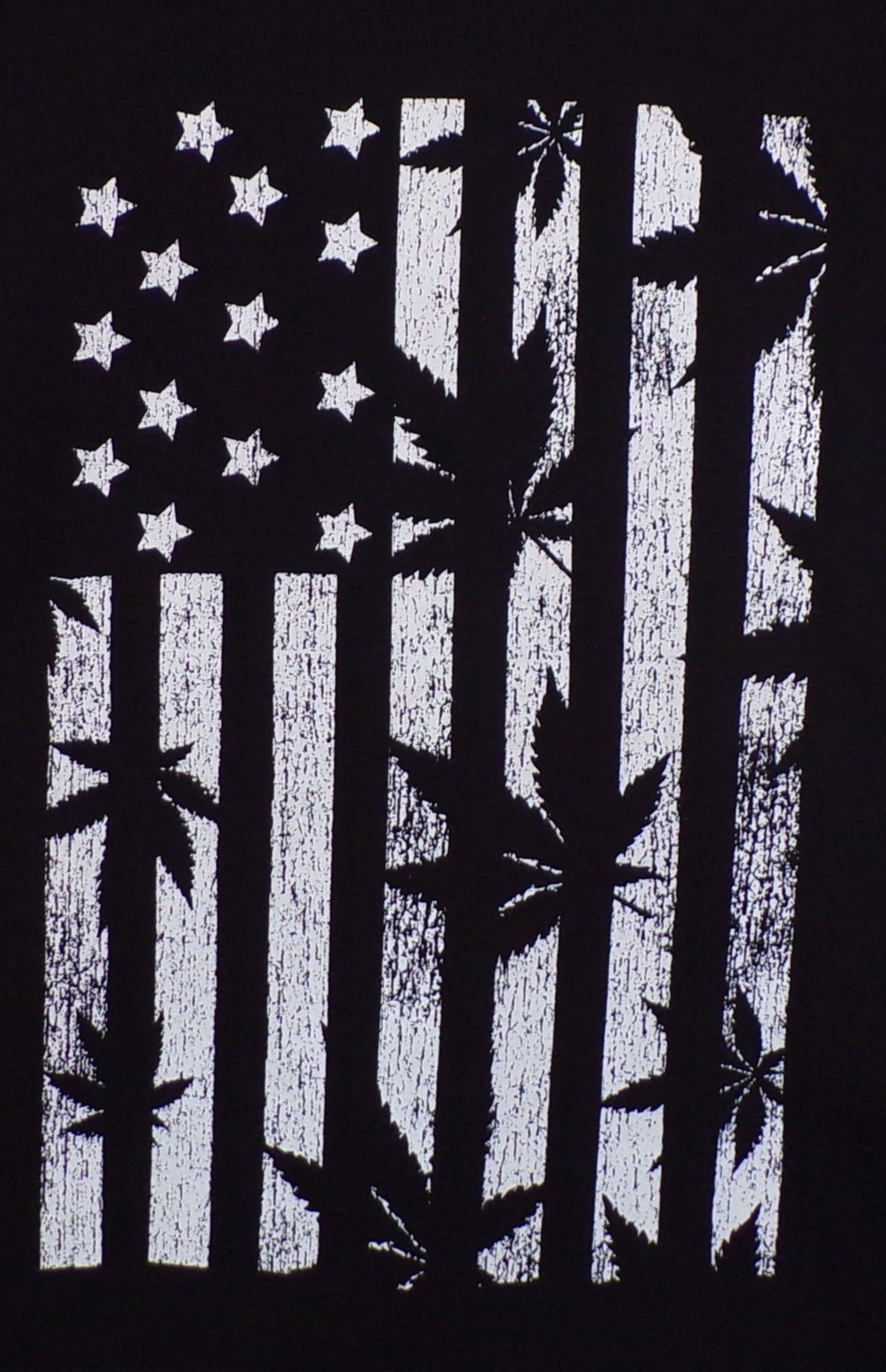 Black and White Flag T-Shirt with Marijuana Leaf Stripes – Unisex Adult Tee