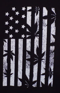 Black and White Flag T-Shirt with Marijuana Leaf Stripes – Unisex Adult Tee