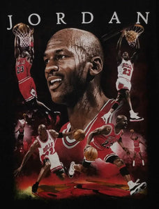 michael jordan picture collage adult silkscreen t-shirt available from small-3xl unisex sports chicago bulls apparel adult shirts 
