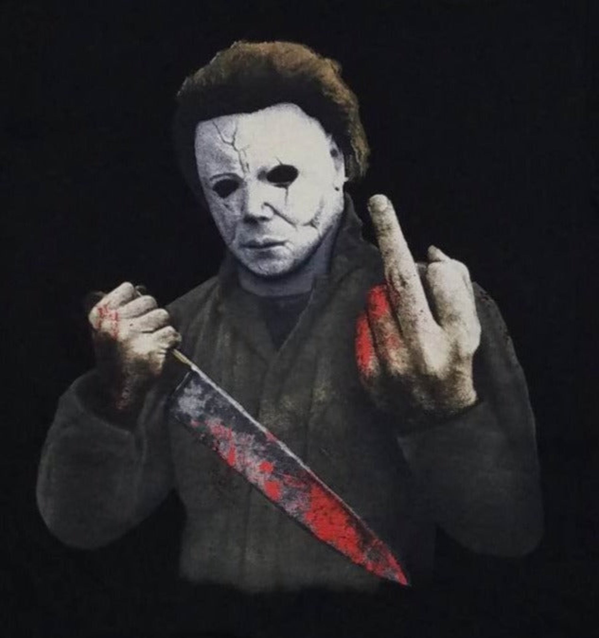 michael myers bloody knife adult-silkscreen t-shirt available from small-3xl movies unisex horror bloody knife adult shirts tops