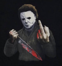 Load image into Gallery viewer, michael myers bloody knife adult-silkscreen t-shirt available from small-3xl movies unisex horror bloody knife adult shirts tops
