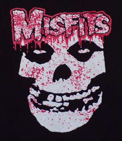  Misfits Bloody Fiend Face Youth Unisex Silkscreen T-Shirt featuring the iconic Fiend Skull with a bloody design on a black cotton tee. Available in sizes XS-XL.