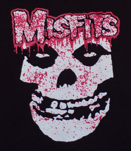  Misfits Bloody Fiend Face Youth Unisex Silkscreen T-Shirt featuring the iconic Fiend Skull with a bloody design on a black cotton tee. Available in sizes XS-XL.
