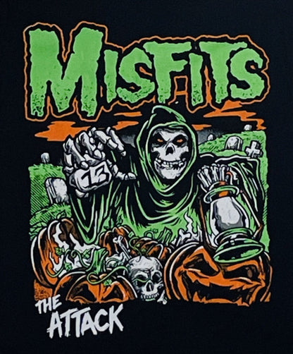 Misfits The Attack Youth T-Shirt – Unisex, featuring iconic punk rock graphics. Celebrating the collaboration between The Misfits, pioneers of horror-punk, and The Attack. Available in sizes XS-XL.