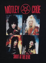 Load image into Gallery viewer, Mötley Crüe Shout At The Devil Unisex T-Shirt featuring bold album artwork on a black background. Available in sizes Small to 2XL.








