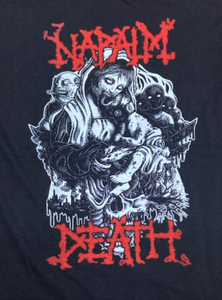 Napalm Death Band Silkscreen T-Shirt for adults, showcasing the iconic grindcore artwork.