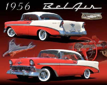 New ’1956 Chevrolet Bel Air’ Chevy Wall Décor Metal Sign. 15’’W x 12’’H. - Metal Sign