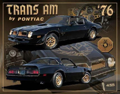 New ’1976 Pontiac Firebird Trans AM 2nd Generation 455’’ Wall Décor Metal Sign. 15’’W x 12’’H. - Metal Sign