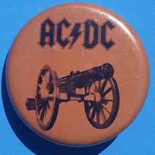Load image into Gallery viewer, New AC/DC Button Set Of 7 Fashion Buttons Are 1.25&quot; Inches In Size. Set Includes- 1. AC/DC Back In Black 2. AC/DC Brown Cannon 3. AC/DC Hells Bells 4. AC/DC Red Letter Logo On Black 5. AC/DC Red Letters With Face 6. AC/DC Stiff Upper Lip 7. AC/DC Who Made Who
