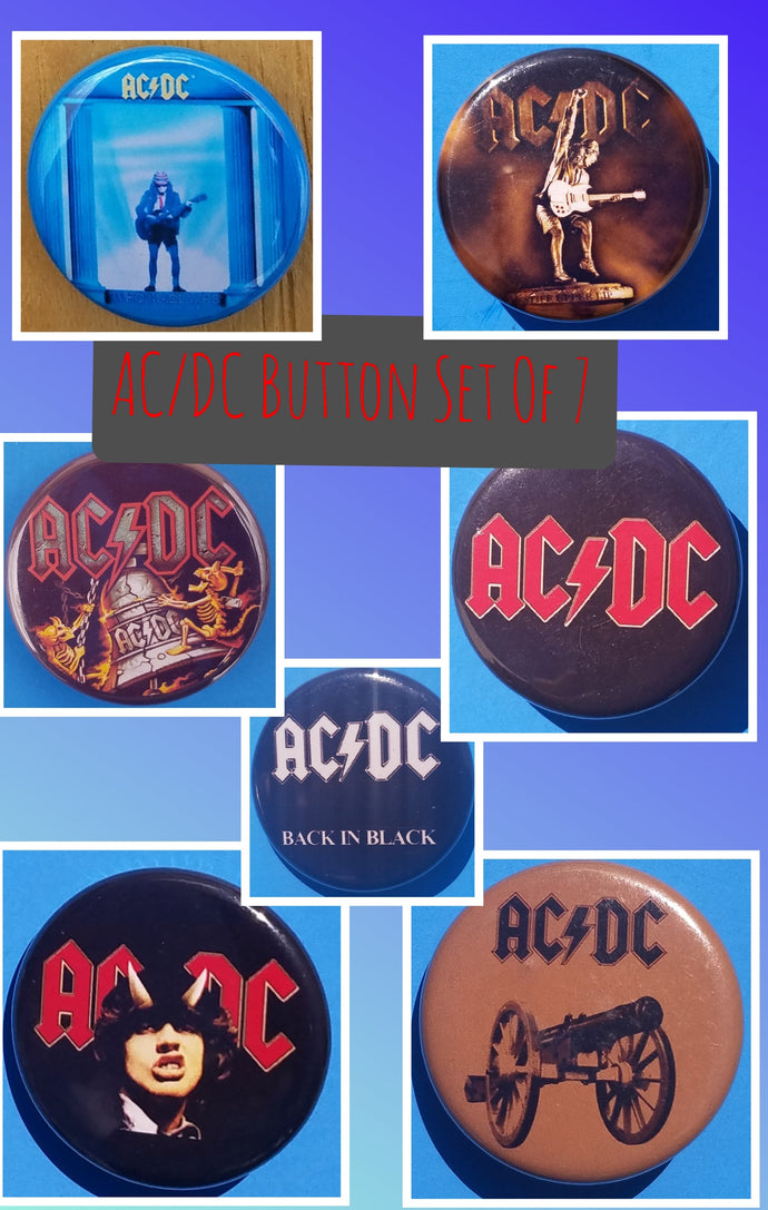 New AC/DC Button Set Of 7 Fashion Buttons Are 1.25