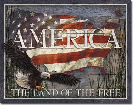 new america the land of the free wall art patriotic usa metal sign 16w x 12 5h