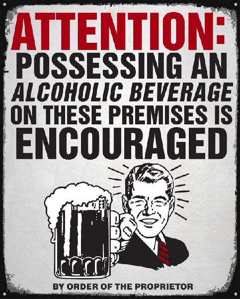 New ’Attention: Possessing An Alcoholic Beverage On These Premises Is Encouraged’ Funny Home Bar Man Cave Wall Décor