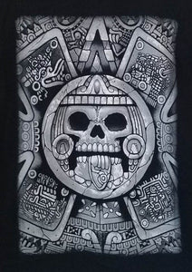 new aztec face mens silkscreen t-shirt available from small 3xl sun god tonatiuh apparel adult mexican style unisex shirt tops