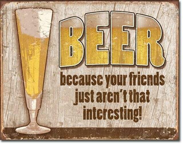 New ’BEER Because Your Friends Just Aren’t That Interesting!’ Funny Man Can Metal Sign. 12.5’’H x 16’’W. - Metal Sign