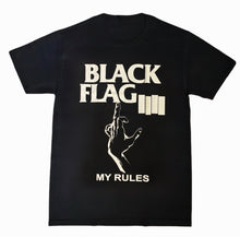 Load image into Gallery viewer, New ’Black Flag - My Rules’ Unisex Silkscreen T-Shirt. Available From Small-3XL. - Small - Men’s Short Sleeve Shirt
