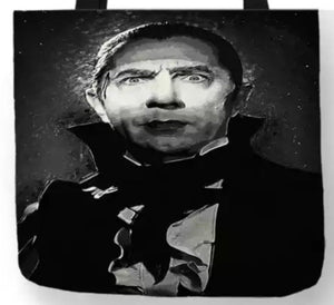 new black white dracula canvas tote bags image is printed on both sides woman vintage hollywood horror