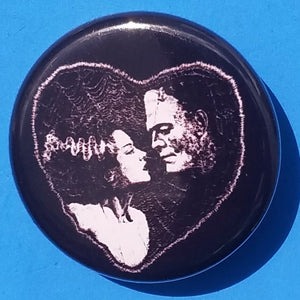 new bride of frankenstein button set of 7 fashion buttons are 1.25 inches in size Set Includes Bride of Frankenstein Bout To Kiss Bride of Frankenstein Couple In Heart Bride of Frankenstein Couple Sharing A Drink Bride of Frankenstein Front View Bride of Frankenstein Hands Over Breast Bride of Frankenstein Side View Frankenstein With Wrench tv movie horror