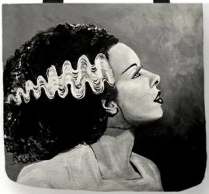 new bride of frankenstein canvas tote bags image is printed on both sides movie horror unisex vintage hollywood apparel hand bag