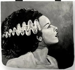 new bride of frankenstein canvas tote bags image is printed on both sides movie horror unisex vintage hollywood apparel hand bag