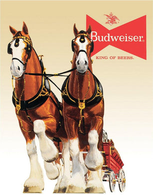 new budweiser clydesdale team bar man cave metal sign 12.5width x 16height novelty horse cerveza beer alcohol adult wall decor